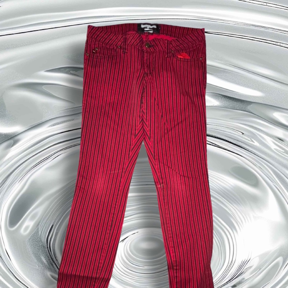 Tripp NYC Red and Black Striped Skinny Jeans